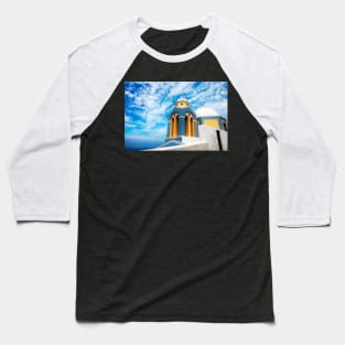 Santorini Greek Orthodox Church Baseball T-Shirt